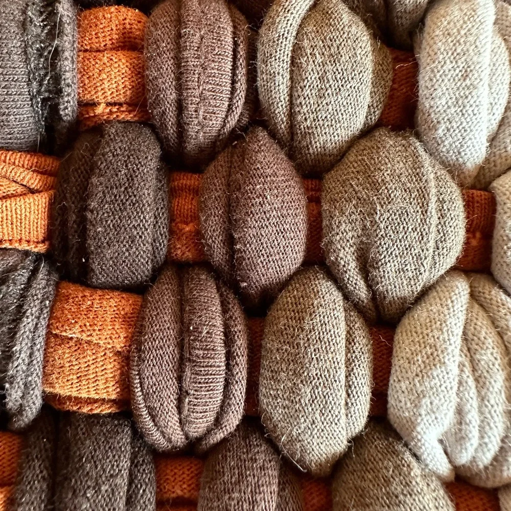 Handwoven Loomed Rag Rug Bathroom Kitchen Entry Giant Trivet Rust Loose Weave